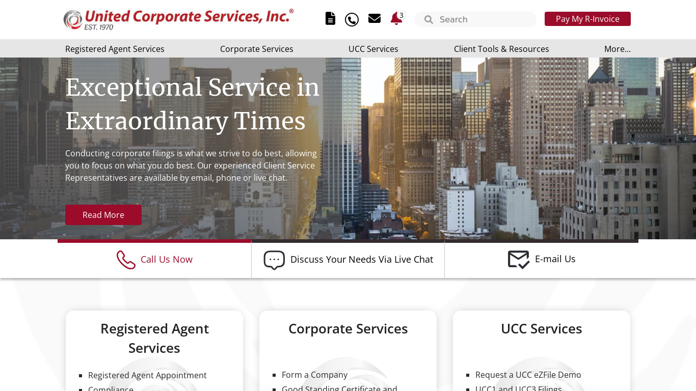 United Corporate Services Landing page