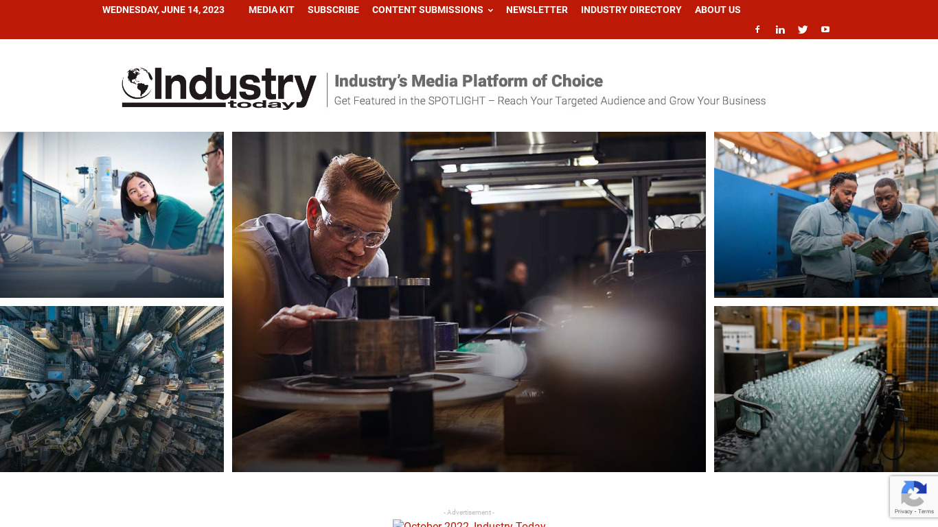 Industry Today Content Publication Platform Landing page