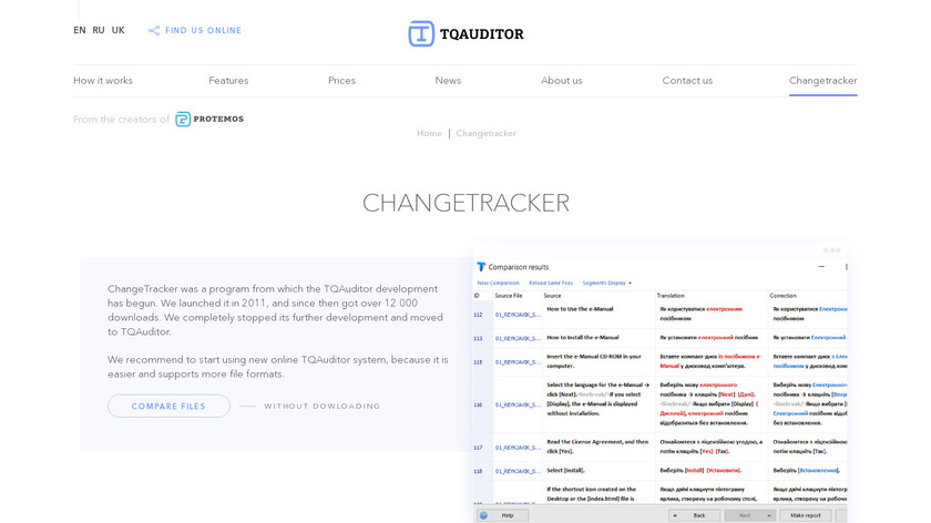 Change Tracker Landing Page