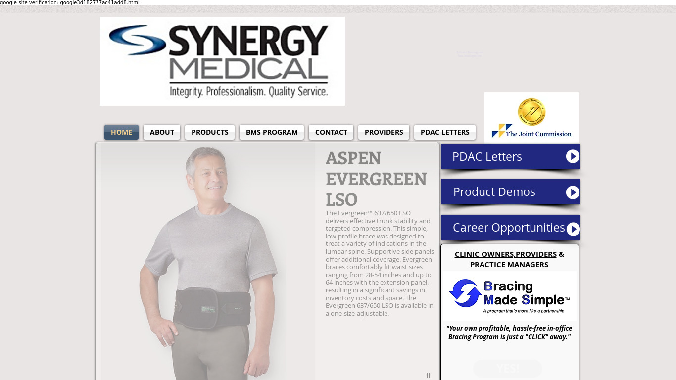 Synergy Medical Landing page