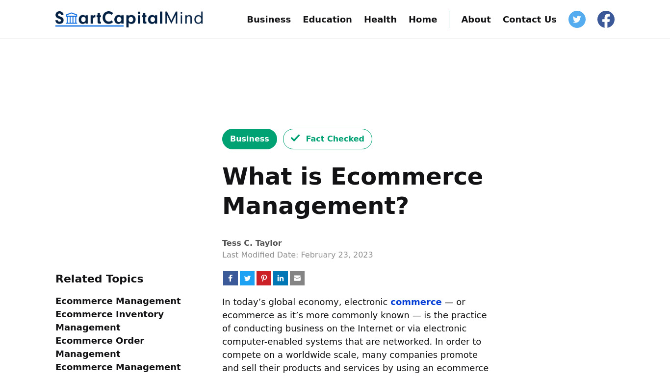 eCommerce Management Landing page