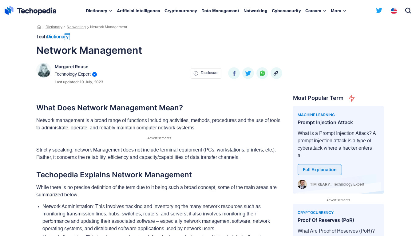 Network Management Landing page