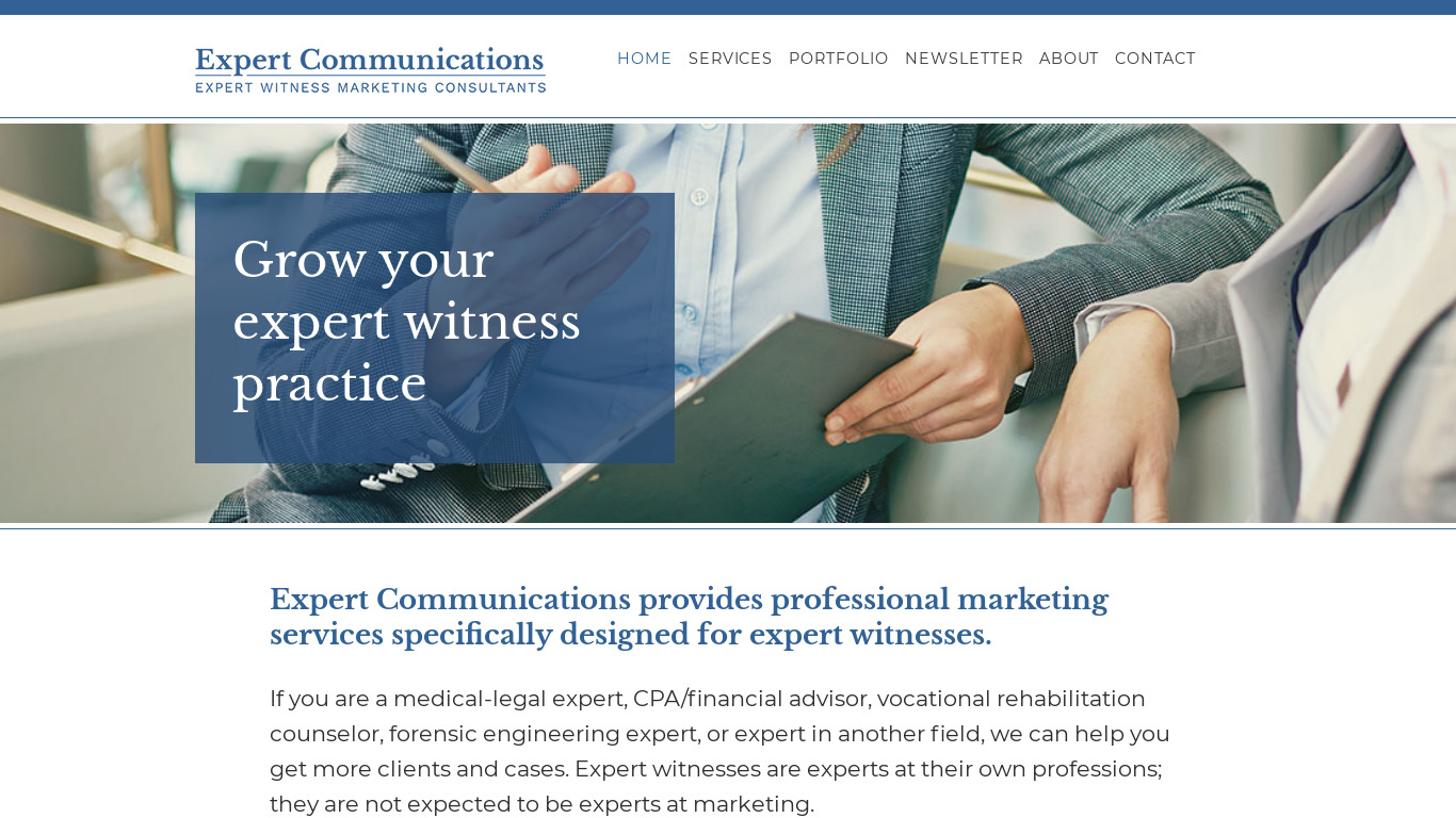 Expert Communications Inc. Landing page