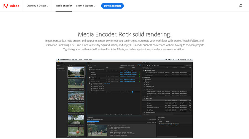 Adobe Media Encoder CC Landing Page