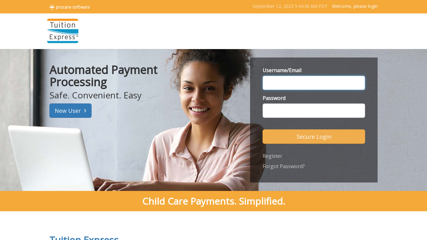 Tuition Express Landing page