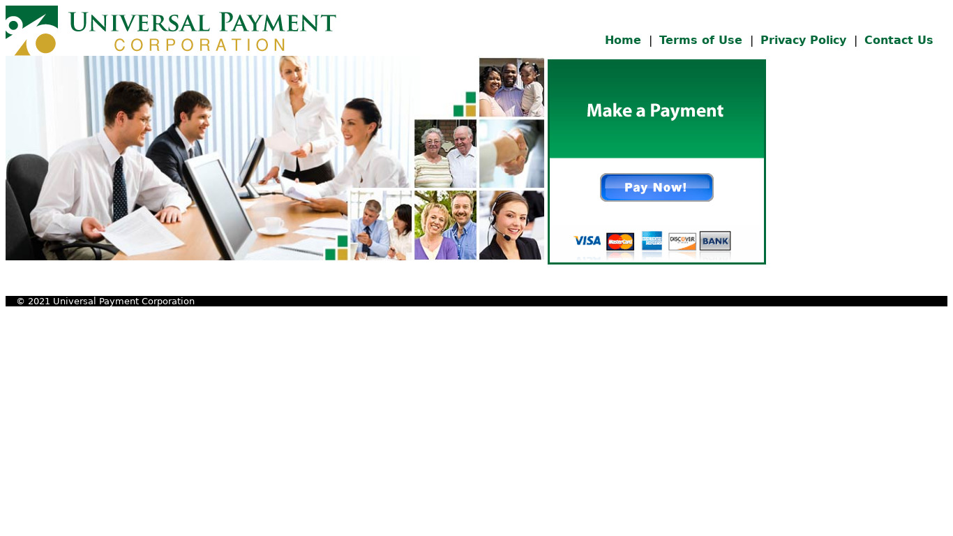 Universal Payments Landing page