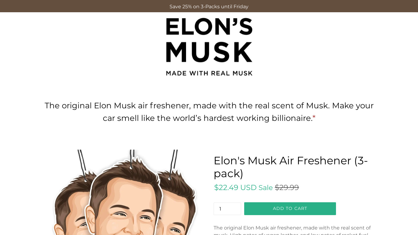 Elon's Musk with a Moustache Landing page