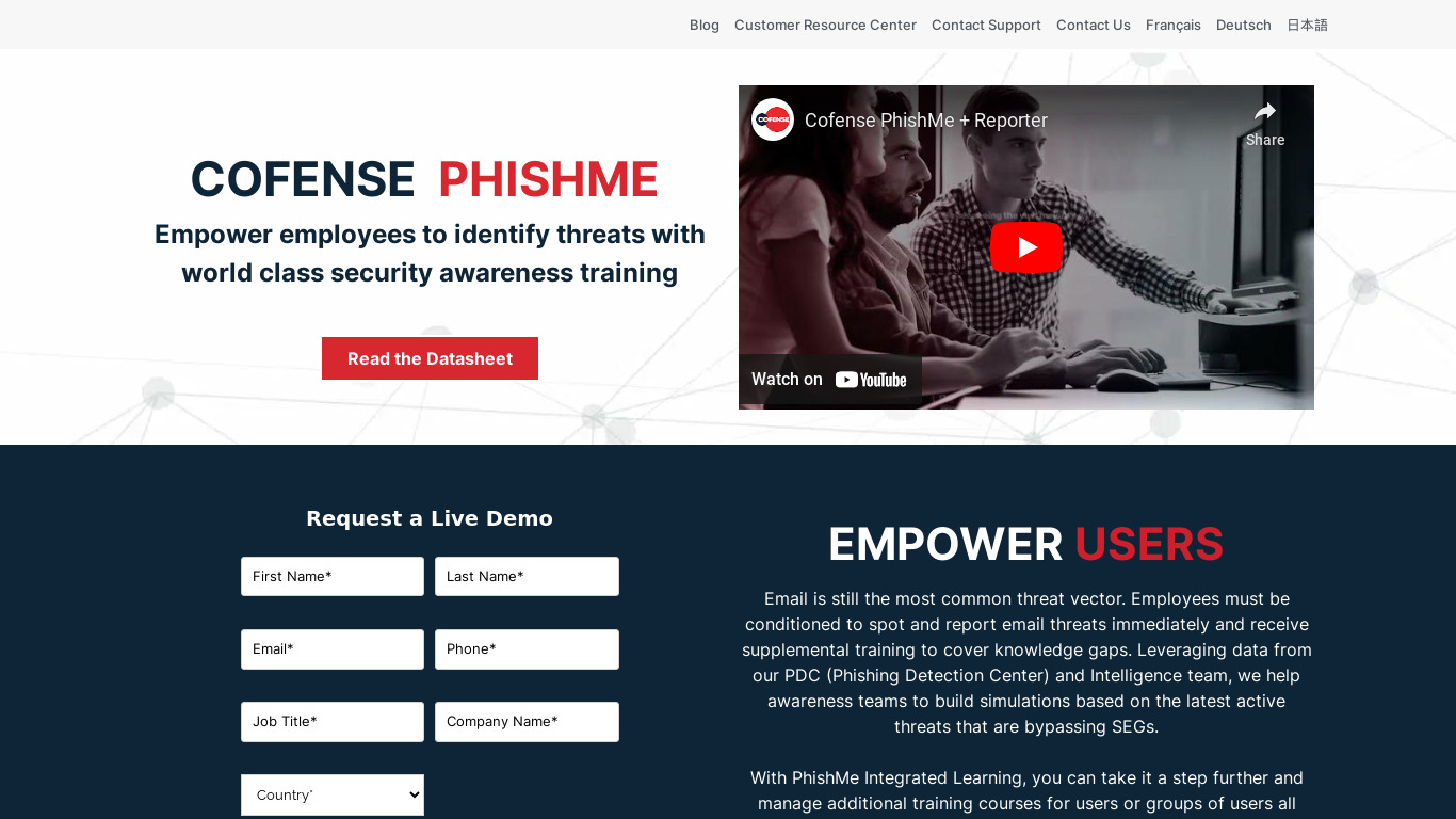 Cofense PhishMe Landing page