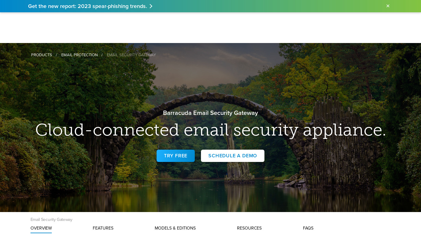 Barracuda Email Security Gateway Landing page