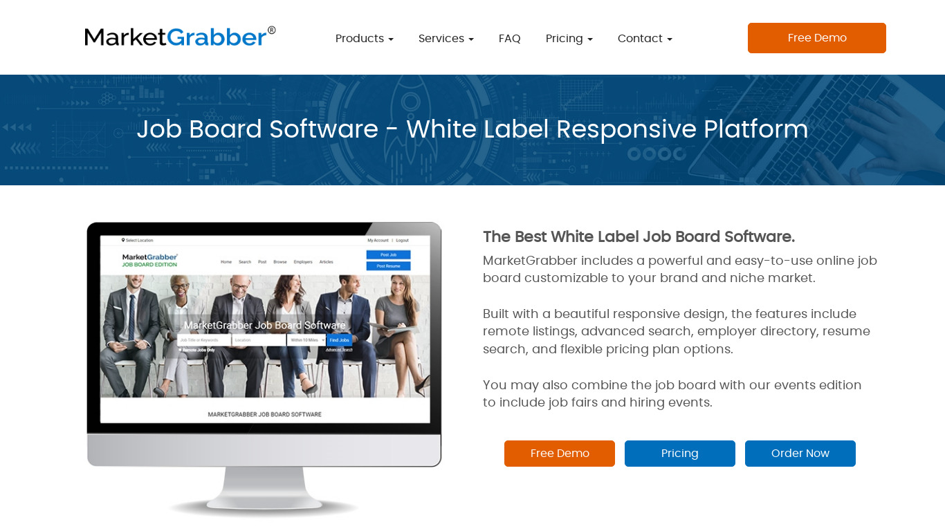 MarketGrabber Job Board Software Landing page