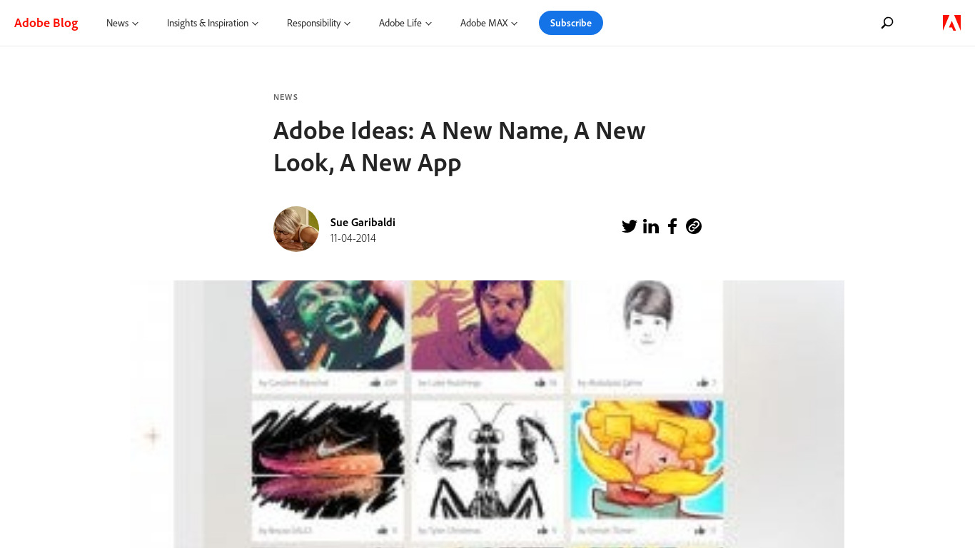 Adobe Ideas Landing page