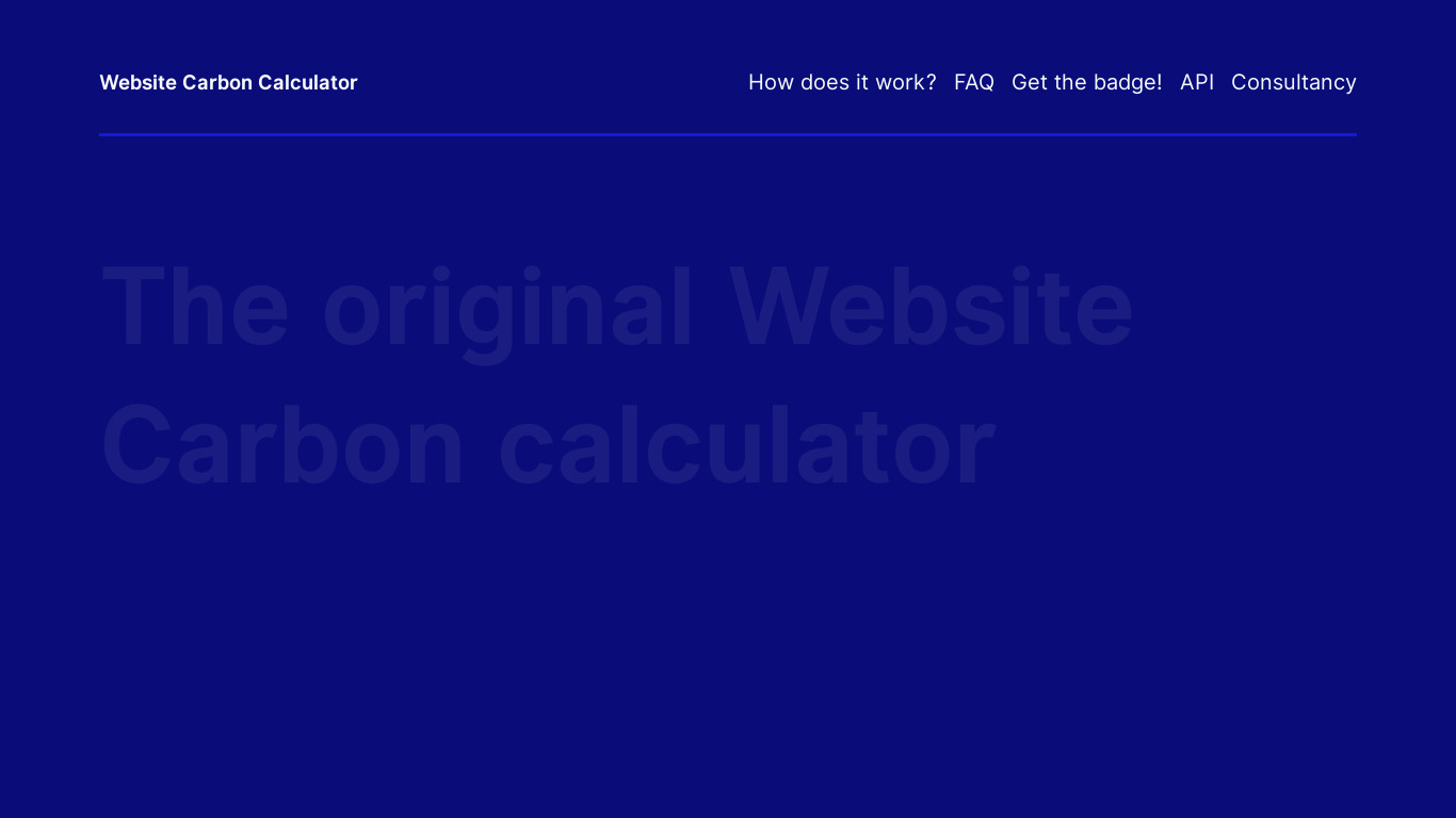 Website Carbon Calculator Landing page