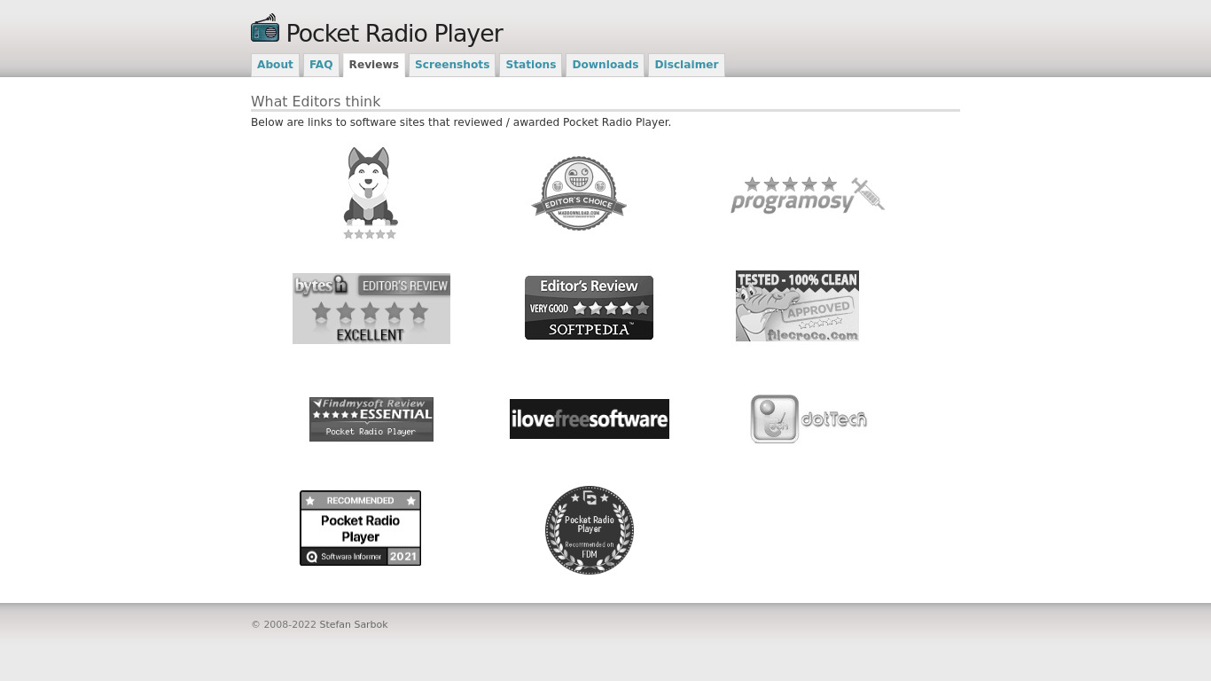Pocket Radio Player Landing page