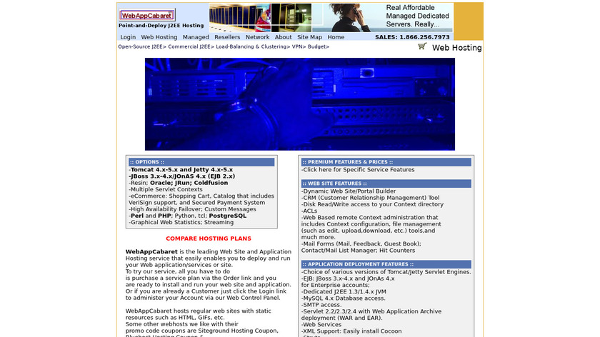 WebAppCabaret.net Landing Page