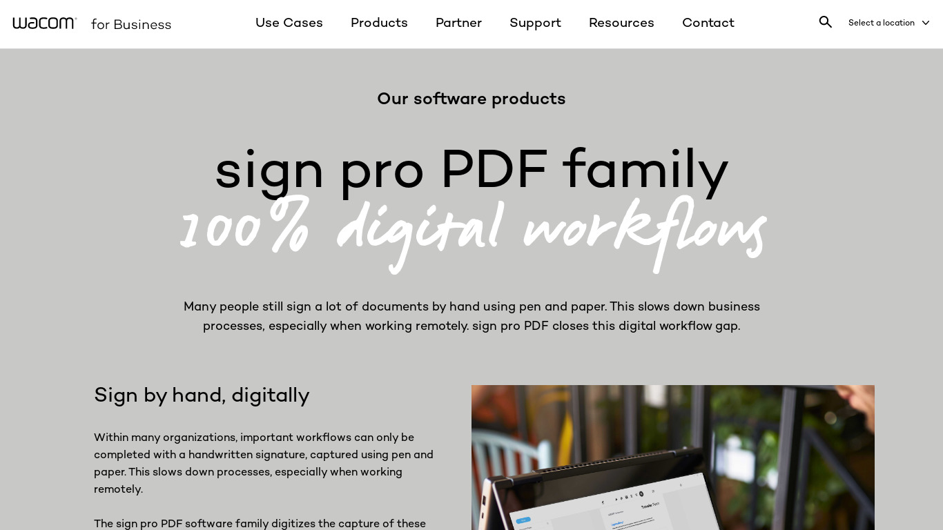 sign pro PDF Landing page