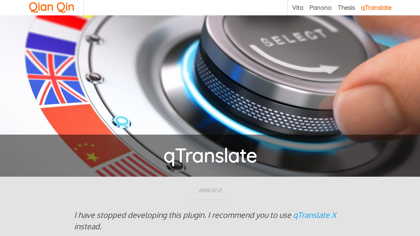 qTranslate Landing page