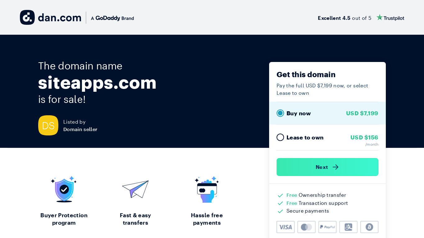 SiteApps Landing page