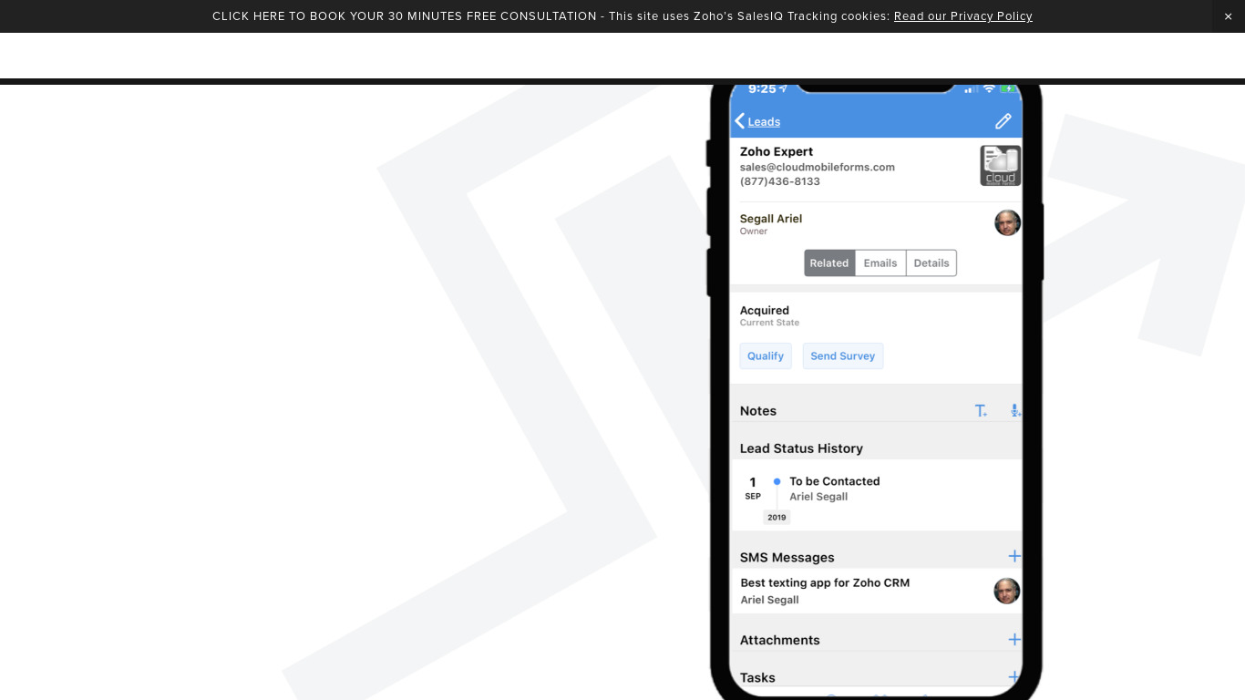Cloud Mobile Forms Landing page