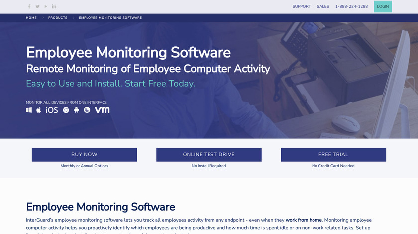 InterGuard Employee Monitoring Landing Page