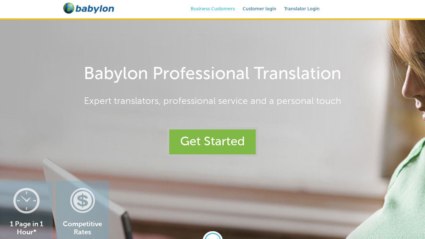 Babylon Translator Landing page