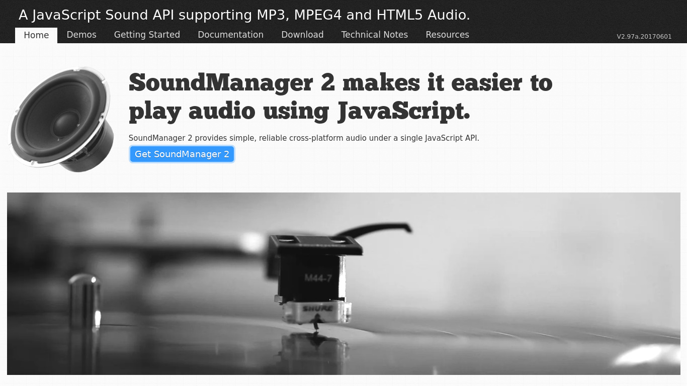 SoundManager Landing page