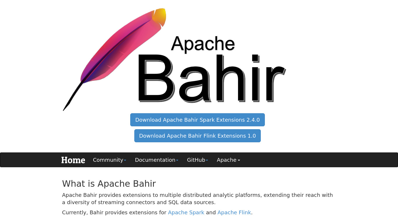 Apache Bahir Landing page