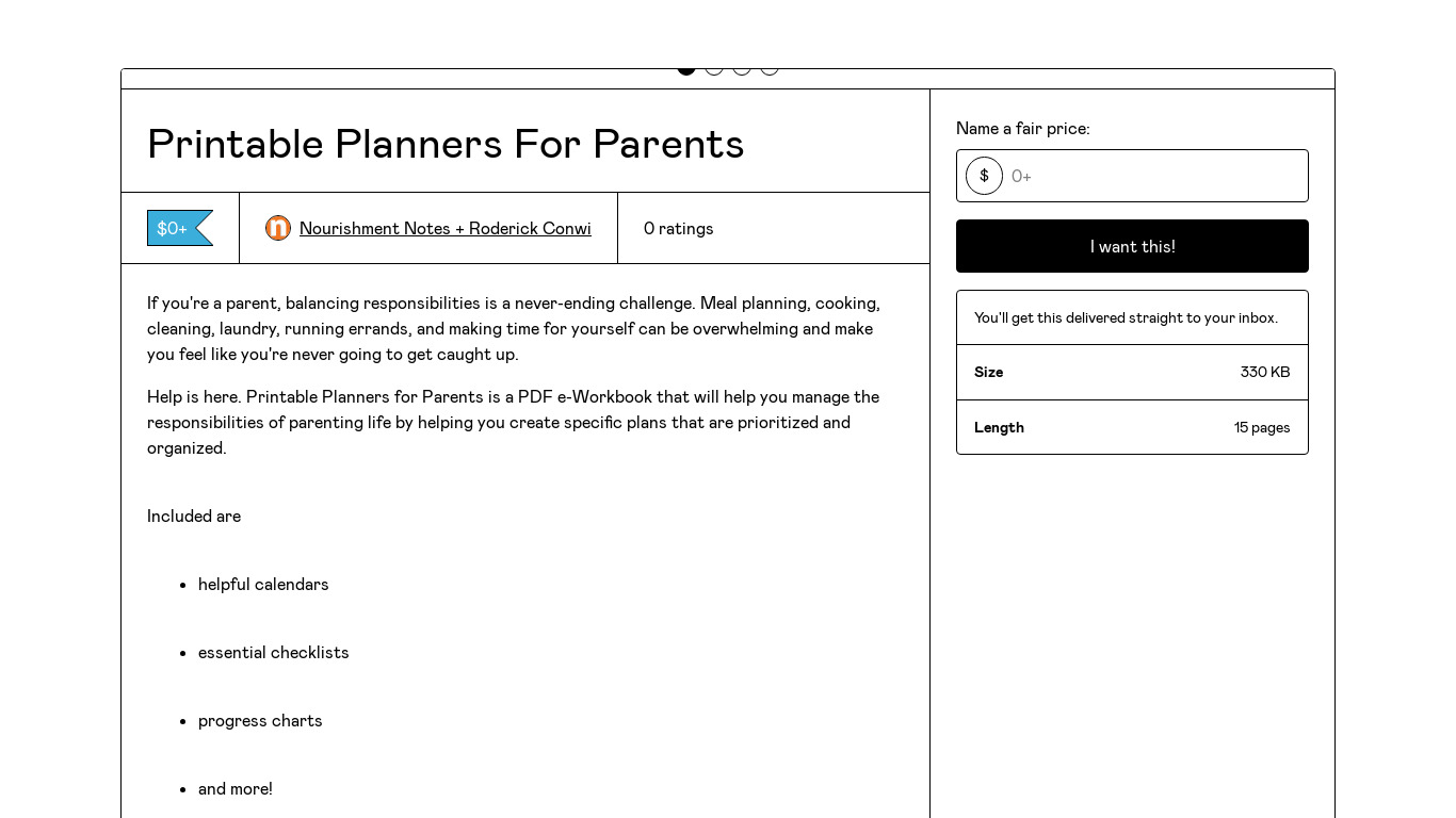 Printable Planners For Parents Landing page