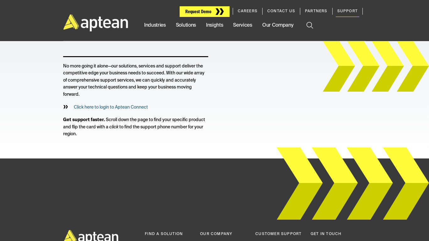 Aptean SupportSoft EService Landing page