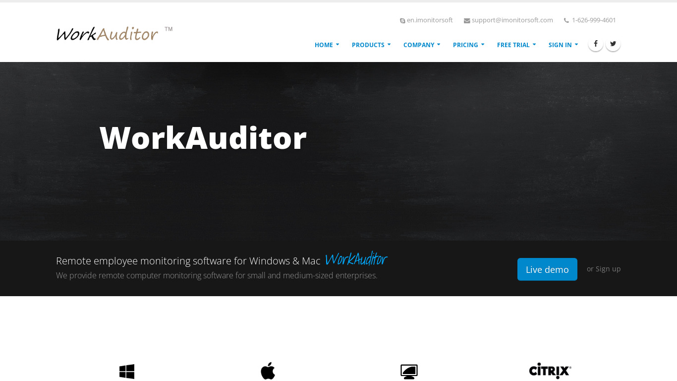 WorkAuditor Landing page