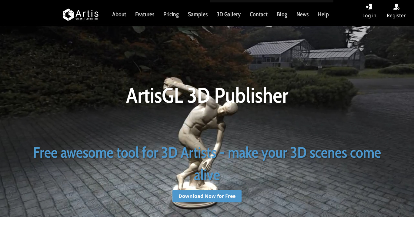 ArtisGL 3D Publisher Landing page
