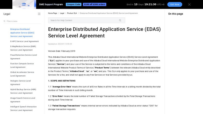 Alibaba Enterprise Distributed Application Service Landing Page