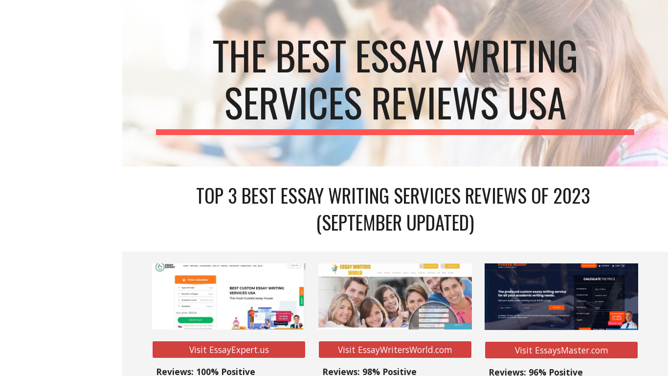 Essay writing service reviews Landing page