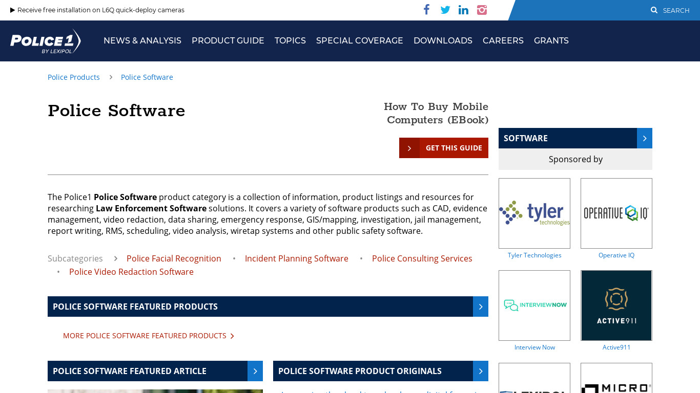 Police software Landing page
