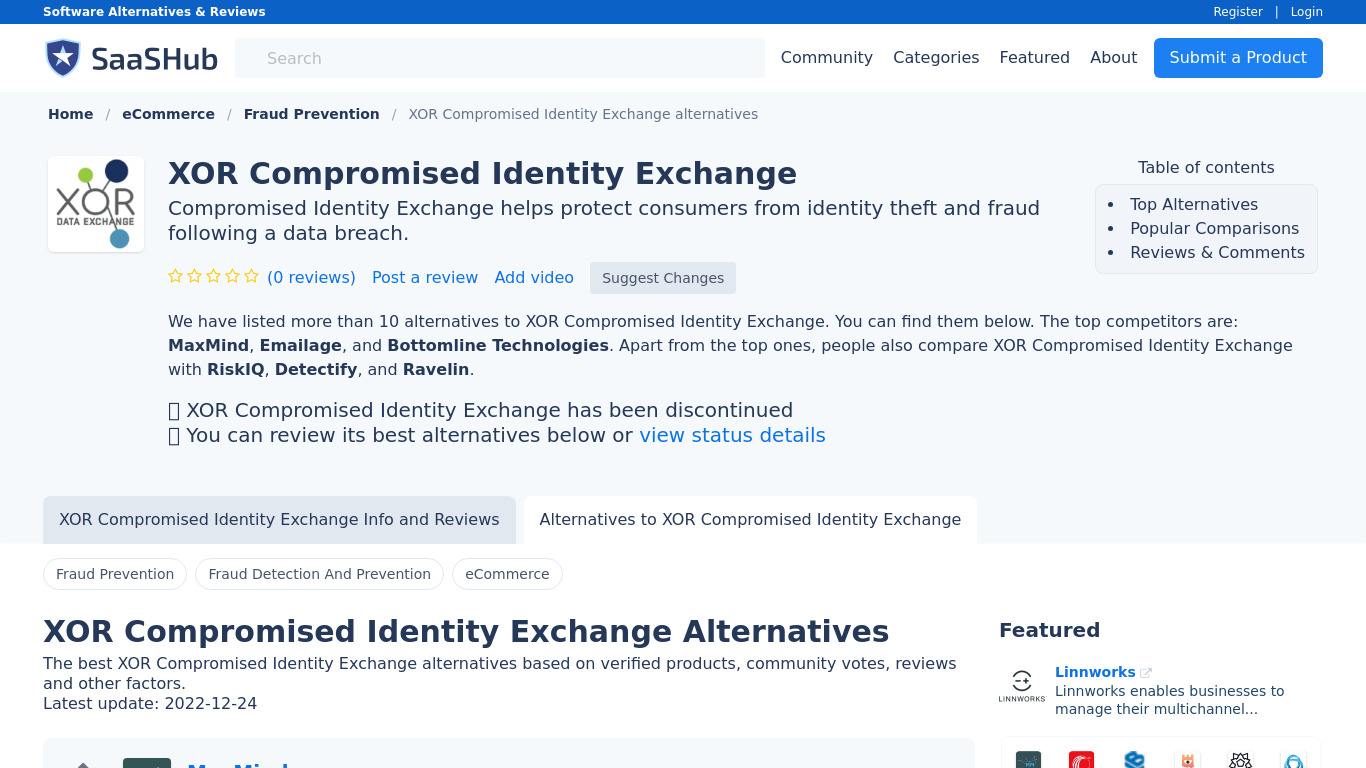 Compromised Identity Exchange Landing page