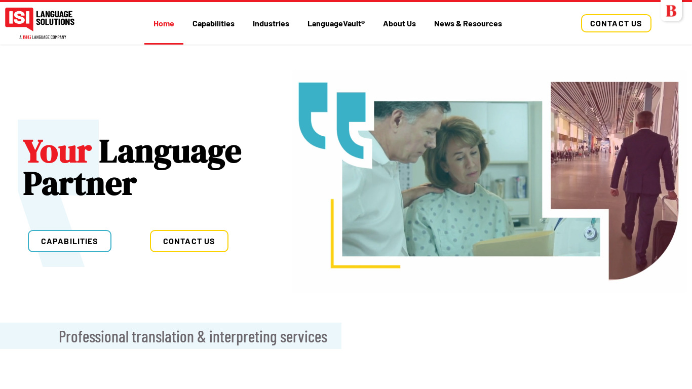 ISI Translation Services Landing page