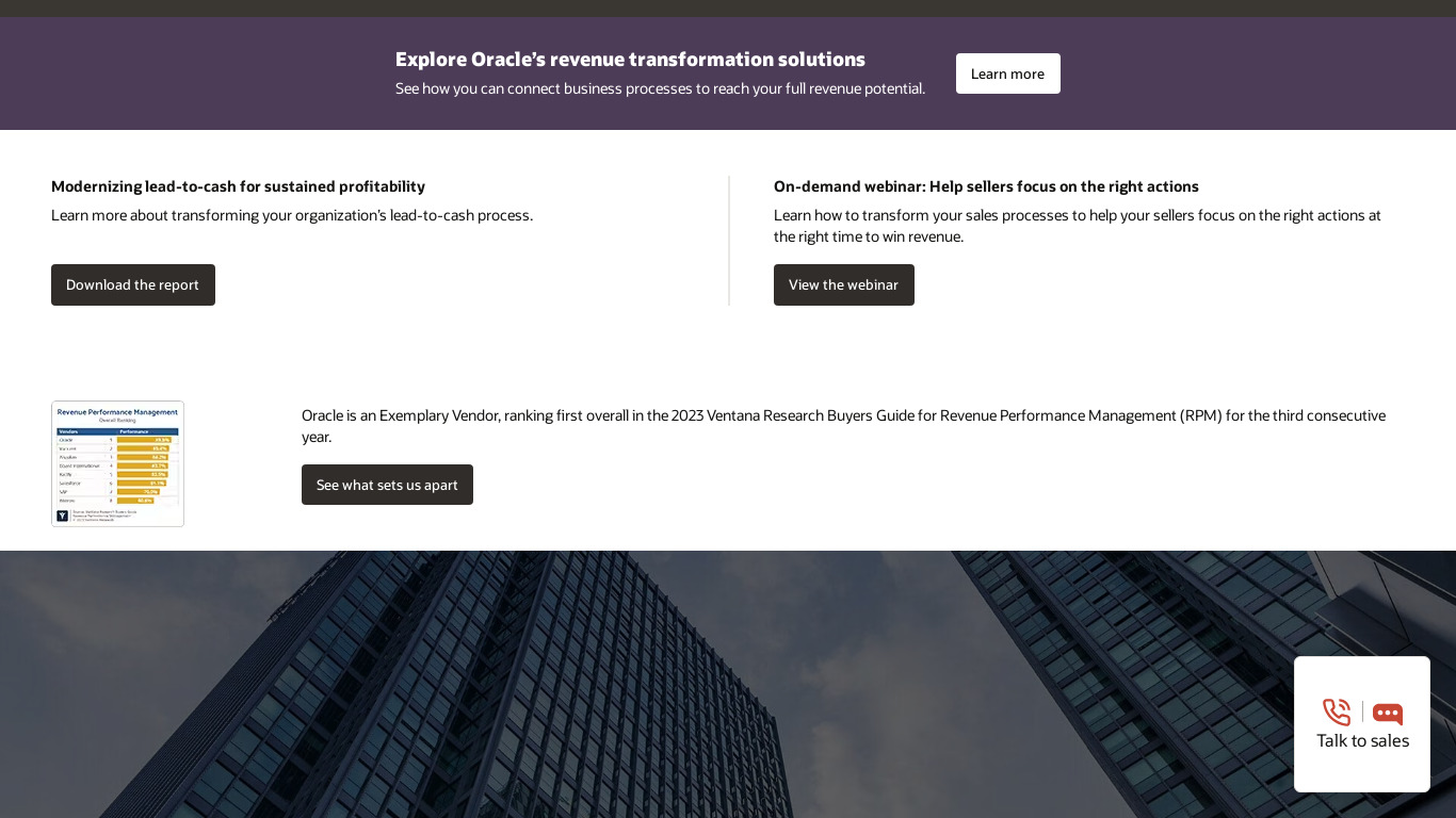 Oracle SPM Landing page