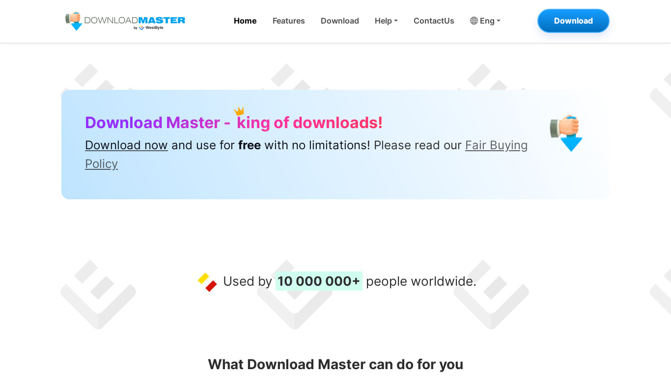 Download Master Landing page