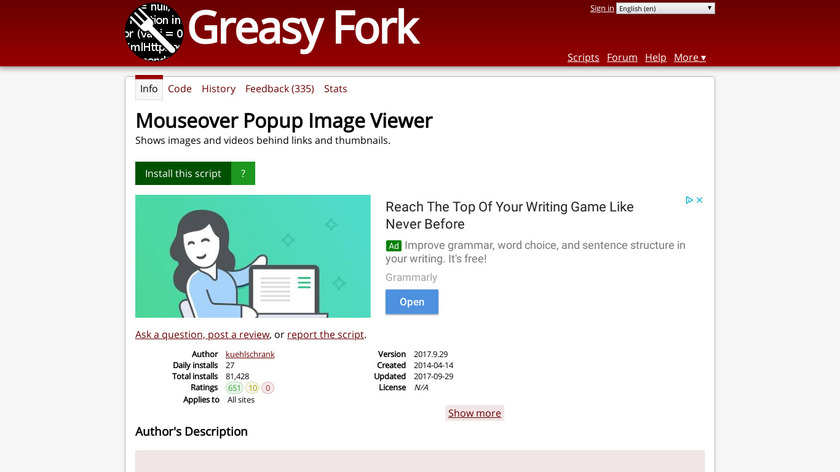Mouseover Popup Image Viewer Landing Page
