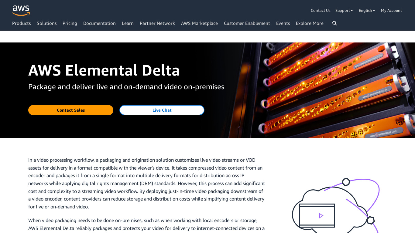 AWS Elemental Delta Landing page
