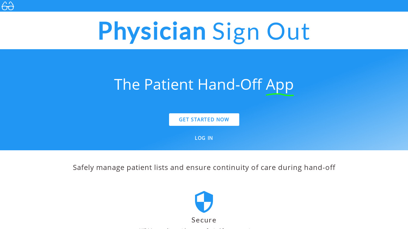 Physician Sign Out Landing page