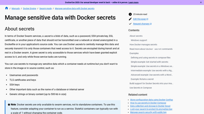 Docker Secrets Landing Page