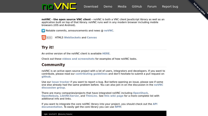 noVNC Landing Page
