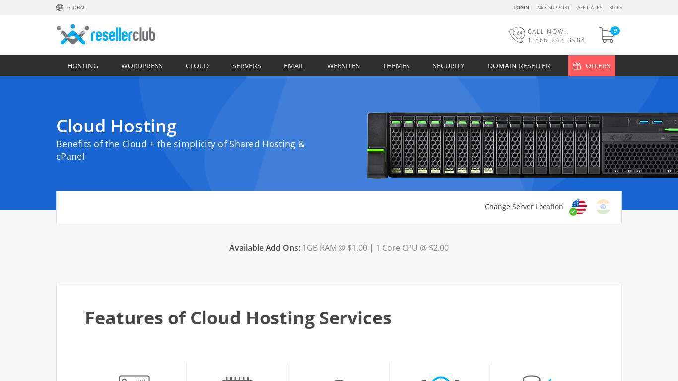 ResellerClub Cloud Hosting Landing page