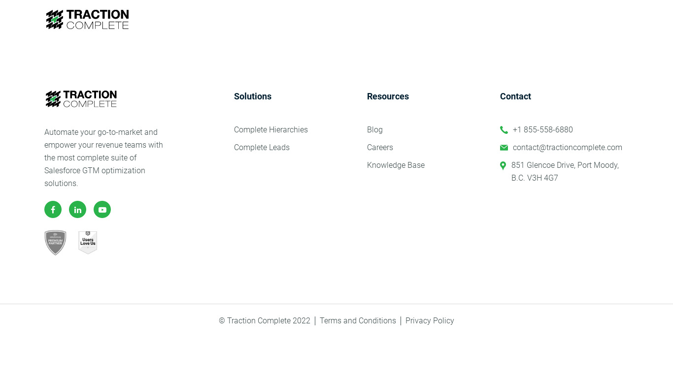 Traction Hierarchies Landing page
