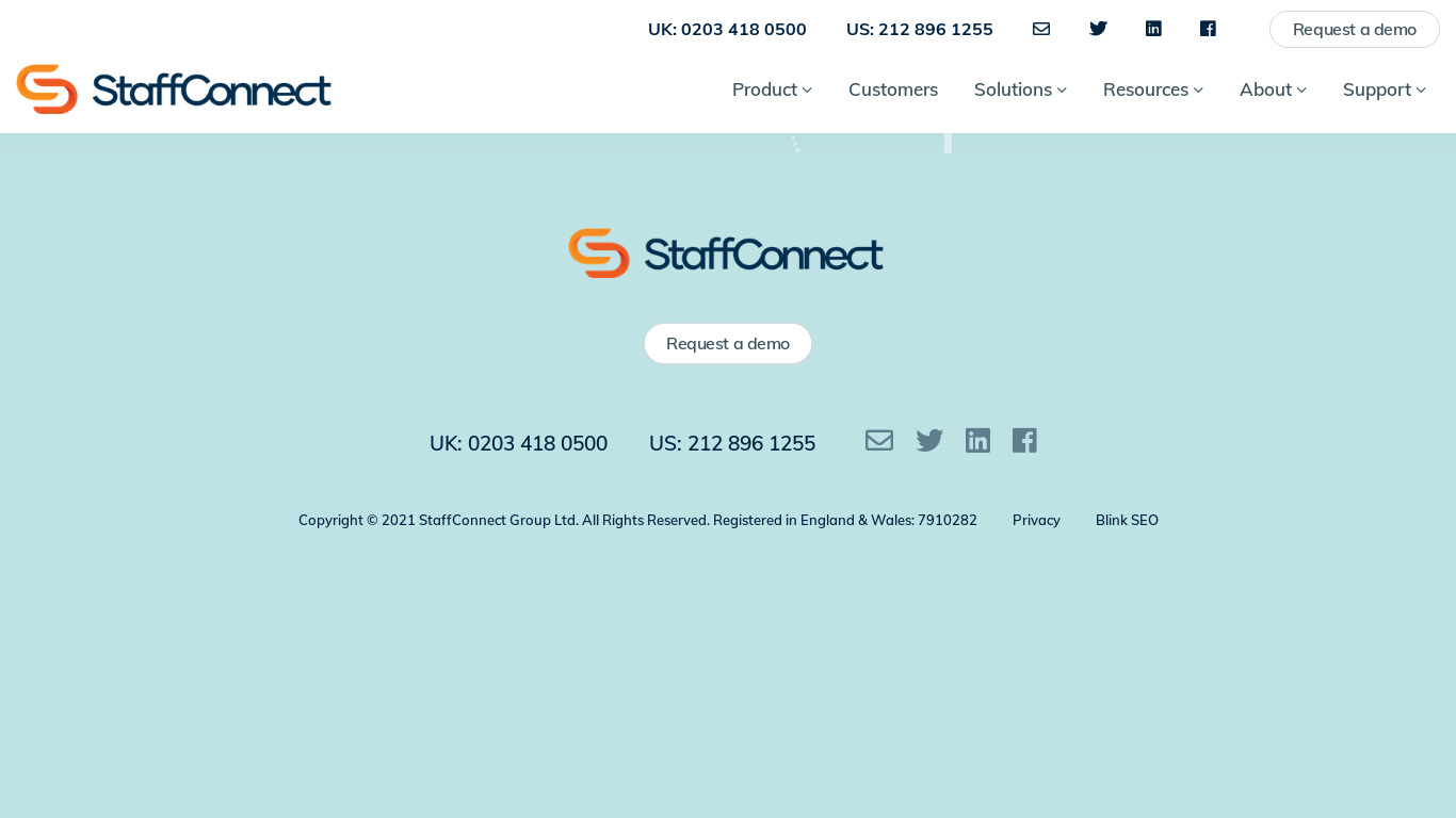 StaffConnect Landing page