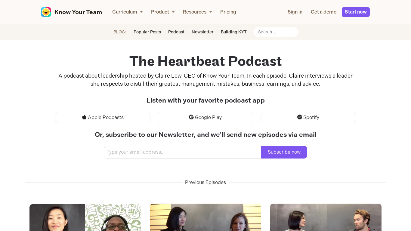 The Heartbeat Podcast Landing page