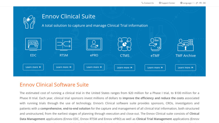 Ennov Clinical Landing Page