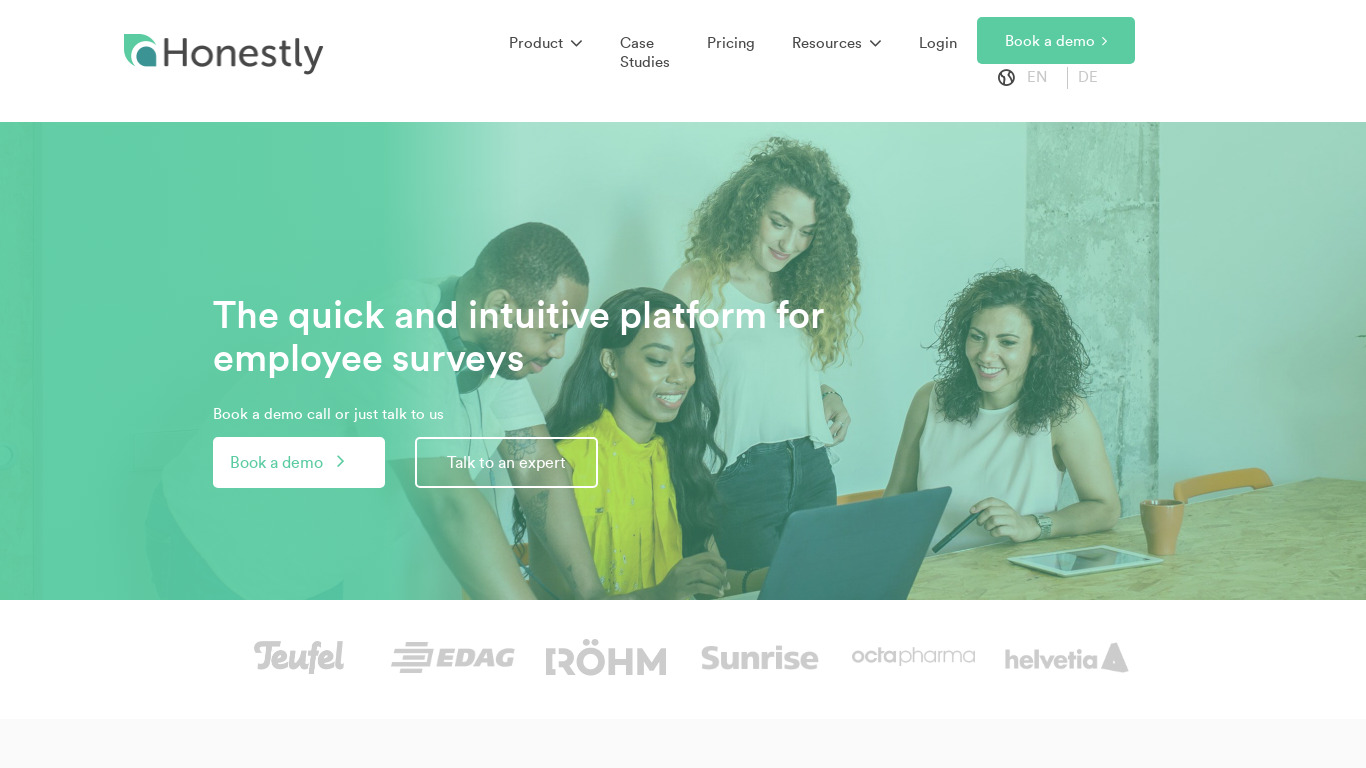 Honestly Employee Engagement Landing page