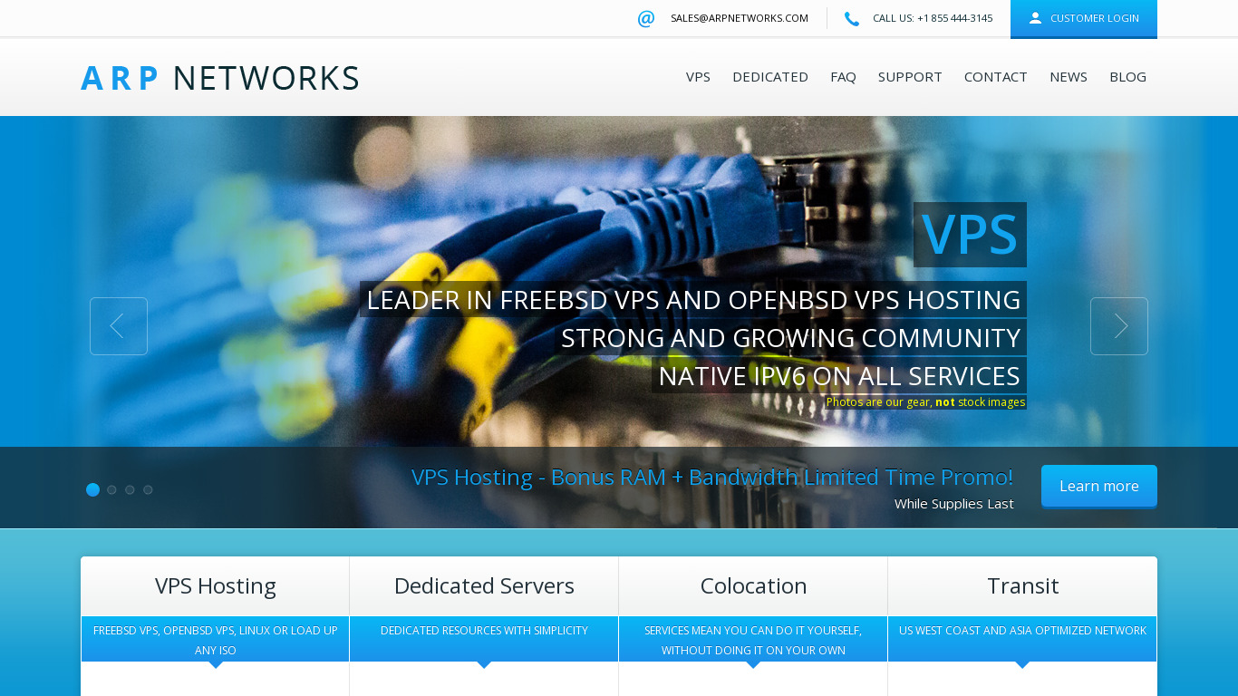 ARP Networks Landing page