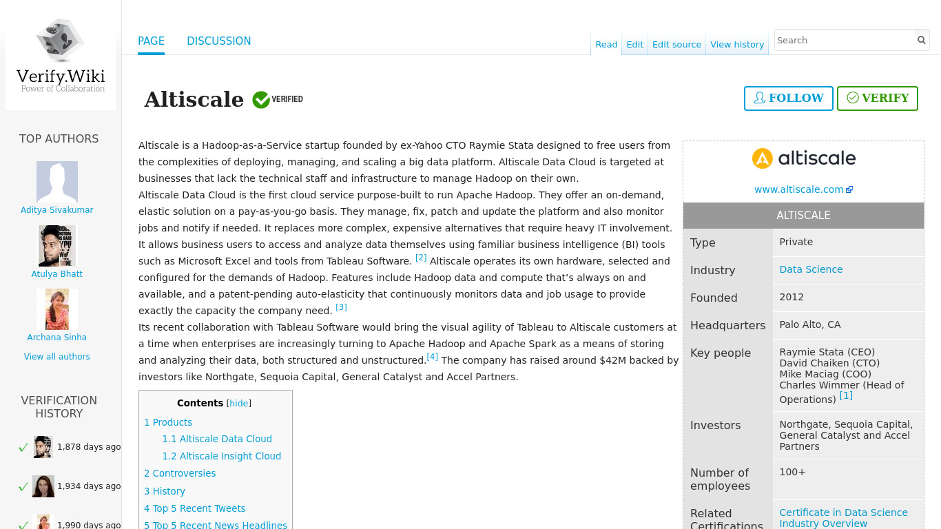 Altiscale Data Cloud Landing page